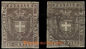 64851 - 1860 Mi.19a+b, Coat of arms, label and residue/scrap hinge /