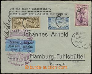 64880 - 1936 USA  letter sent flight LZ 129 Hindenburg Lakehurst - F