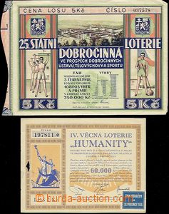64977 - 1930-38 sestava 2ks losů, IV. věcná loterie Humanity, ná
