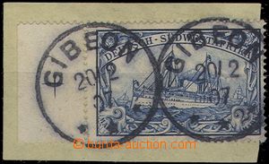 65061 - 1907 GERMAN SOUTH WEST AFRICA  cut square with stamp. Mi.21,