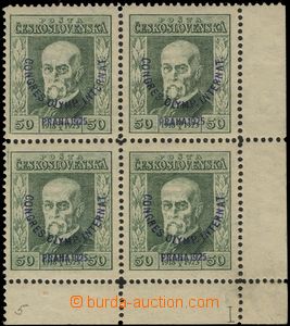 65217 - 1925 Pof.180 P5, Olympic Congress, R corner blk-of-4 with pl