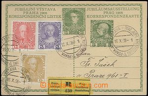 65341 - 1908 R dopisnice Mi.P215 s přitištěnou známkou 5h FJI, d