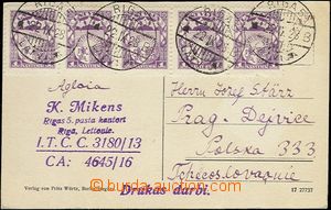 65406 - 1928 pohlednice z Rigy zaslaná do ČSR, vyfr. zn. 1s 6x, vo