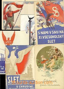 65509 - 1929-47 SOKOL  sestava 6ks pohlednic s námětem Sokola, zá