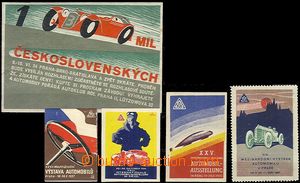 65586 - 1927-37 5ks propagačních nálepek s tématem automobilismu