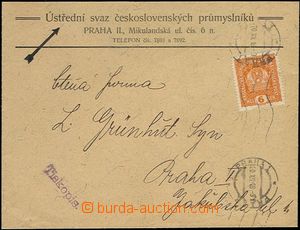 65938 - 1918 firemní dopis zaslaný jako tiskopis, vyfr. rakouskou 