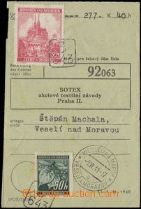 66173 - 1941 zúčtovací lístek šekového vplatního lístku, vyf