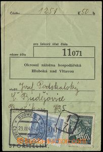 66174 - 1941 zúčtovací lístek šekového vplatního lístku dosu