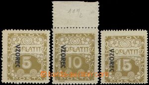 66690 - 1919 Pof.DL1vz-3vz, postage-due with overprint VZOREC L down
