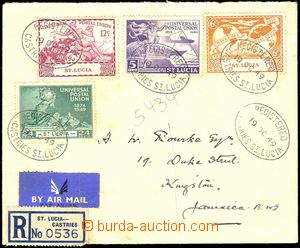 67138 - 1949 Reg and airmail letter sent to Jamaicu, with whole set 