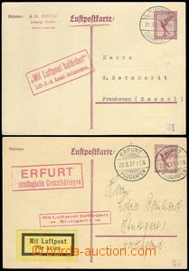 67185 - 1927 sestava 2ks leteckých dopisnic Mi.P168, 1x letecky z E