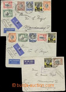 67387 - 1936 sestava 3ks Let-dopisů zaslaných do ČSR, vyfr. bohat