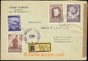 67394 - 1947 Reg letter to Czechoslovakia with Mi.762, 802, 834, 837