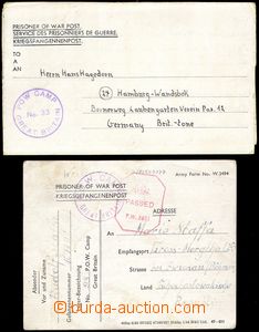 67398 - 1946? PRISONER OF WAR MAIL  pre-printed PC (Army Form No. W.