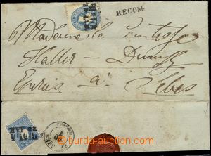 67949 - 1861? R folded cover of letter, with two issues, Mi.15 + 22,