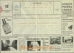68520 - 1933 advertising telegram Čerekla  No.12 (print 769č II-19