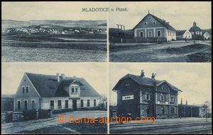 68672 - 1925 Mladotice - 4-views, shop, railway-station; Us, good co