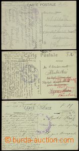 68685 - 1918 FRANCE  comp. 3 pcs of Ppc sent between legionnaires in
