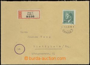 68787 - 1945 Reg letter with Pof.122, A. Hitler 4,20 Koruna, address