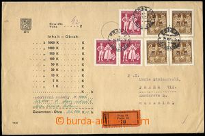 68855 - 1944 money letter for 62.000K franked with. připlatkovými 