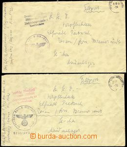 68860 - 1941 2 pcs of letters with straight line postmark Postal Age