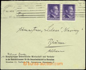69026 - 1943 GENERALGOUVERNEMENT  dopis z Varšavy do Brna, DR Warsc