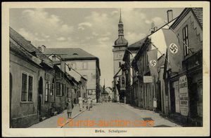 69748 - 1940 MOST (Brüx) - Školní ulice vyzdobená vlajkami se sv