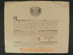 70745 - 1814 MILITARIA  tištěná voj. listina s velkou rak. orlic
