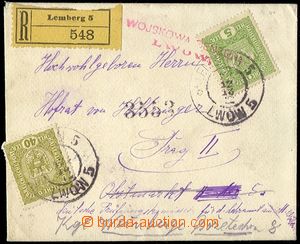 71503 - 1918 Reg letter sent to Prague, here redirected, red postmar