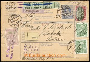 71519 - 1911 whole parcel card on/for 3 pcs of parcels, mailing to S