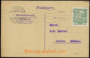 71944 - 1912 firemní lístek frank. rak. zn. FJ 5h zelená s víde