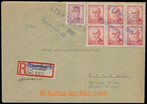 72089 - 1945 Reg letter with Pof.413, 6x 418, provisional three-line