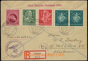 72422 - 1945 Reg letter transported German Service Post Adria Laibac