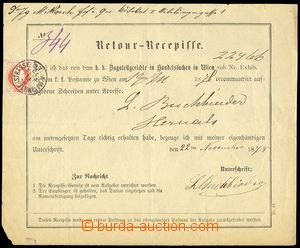 72429 - 1878 Retour - Recepisse, vyfr. zn. Mi.37, DR WIEN, Maximilia