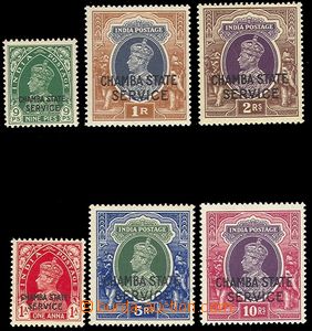 72952 - 1938-40 complete set 6 pcs of indických stamp. with overpri