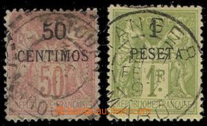 73111 - 1891 FRENCH OFFICES / MOROCCO  Mi.5/II., 6, overprint, on re