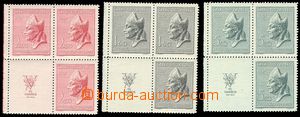 73328 - 1947 Pof.450-452, St. Vojtěch, selection of bloks of four w