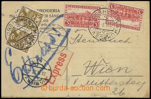 73514 - 1927 commercial special delivery card sent Mukachevo to Vien