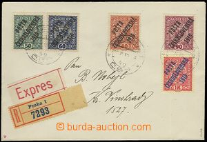 73616 - 1919 R+Ex dopis zaslaný v Praze, vyfr. zn. Pof.43-47, filat