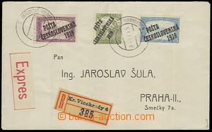 73620 - 1919 R+Ex dopis zaslaný v Praze, vyfr. zn. Pof.110-112, fil