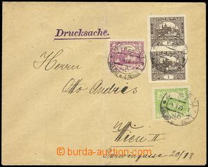 73639 - 1920 printed matter abroad, envelope with Pof.1 2x, 2, 5, CD