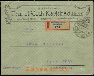 73662 - 1921 firemní R-dopis do Vídně vyfr. na zadní straně zn.