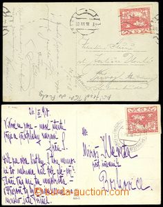 73736 - 1918 2ks pohlednic vyfr. zn. Pof.5, 10h červená, DR BYSTŘ
