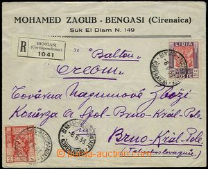 73789 - 1933 Reg letter with Mi.52,74, CDS BENGASI/ 8.6.1933, to Brn