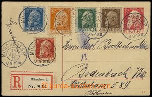 73810 - 1911 PC Mi. P88 sent as Reg to Podmokly, uprated with stamp 