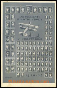 73949 - 1936 photo postcard tabla leavers pilotní school in Prostě