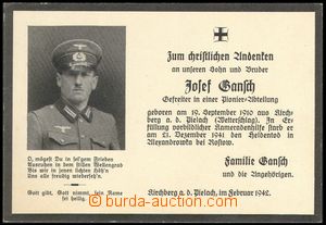 73956 - 1942 SMUTEČNÍ OZNÁMENÍ, příslušník Wehrmachtu padlý