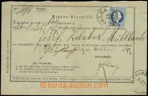 74039 - 1877 reply receipt with Mi.38, decorative CDS Polná 26.10.,