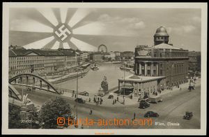 74046 - 1938 WIEN, Urania, collage with swastika as rising sun,  B/W