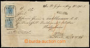 74051 - 1857 skládaný R-dopis vyfr. zn. I. emise, svislou 2-pásko